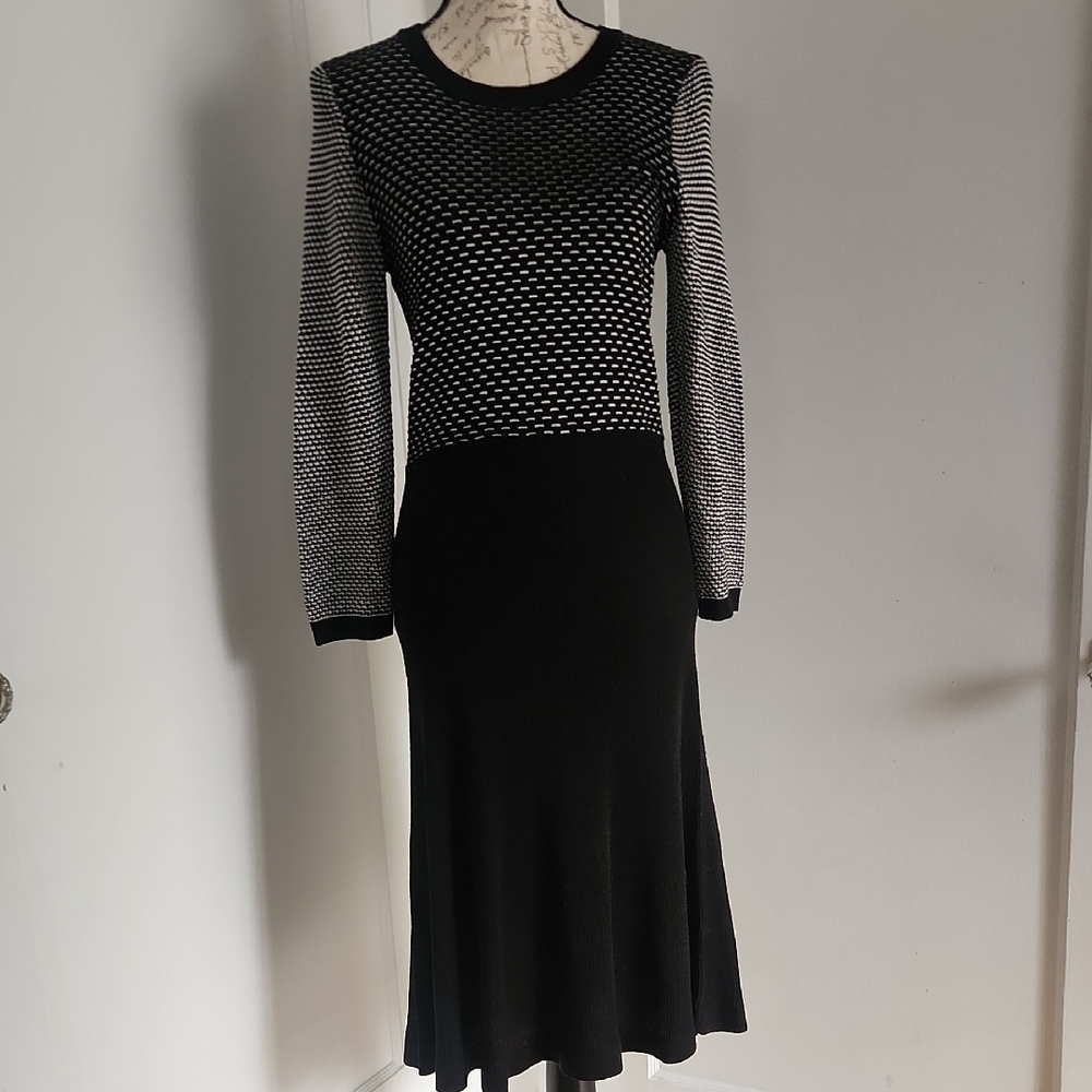 Jax Black and White Long Sleeve Dress